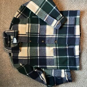 Old Navy Green and Cream Plaid Shirt